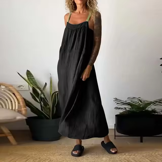 Women's Simple Cotton Linen Sling Dress🔥