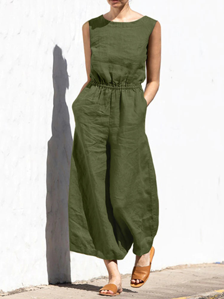 On This Week Sale OFF 50%🔥2023 Casual Crew Neck Wide Leg Summer Solid Jumpsuit