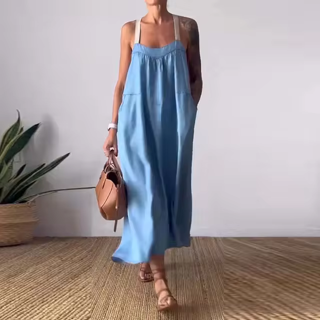 Women's Simple Cotton Linen Sling Dress🔥