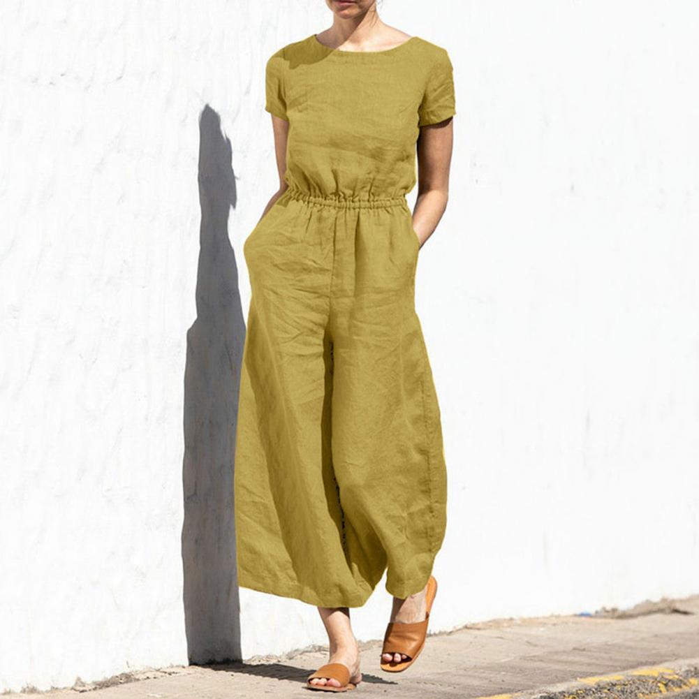 On This Week Sale OFF 50%🔥Casual Crew Neck Wide Leg Summer Solid Jumpsuit