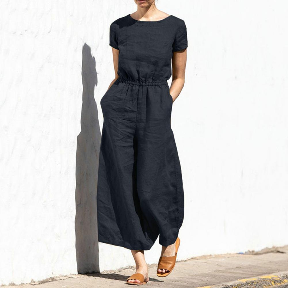 On This Week Sale OFF 50%🔥2023 Casual Crew Neck Wide Leg Summer Solid Jumpsuit