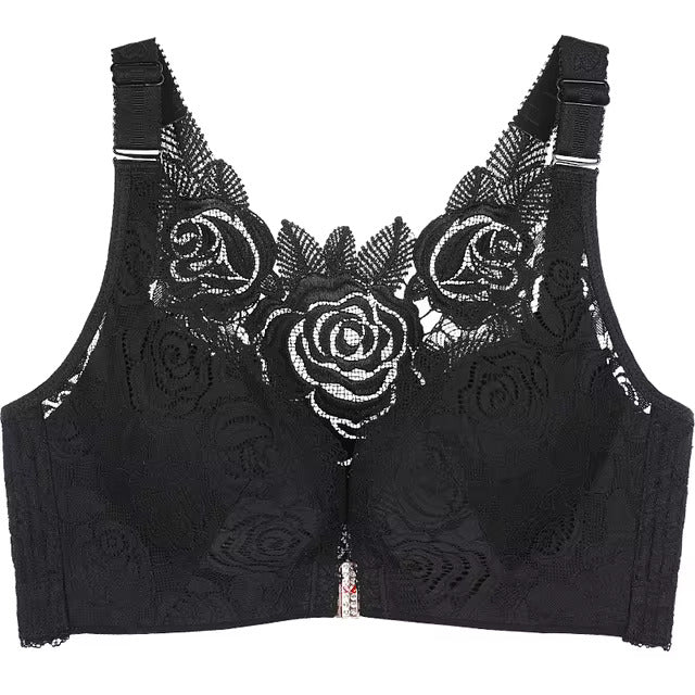 🎁FitMe Rose Embroidery Front Closure Wirefree Bra