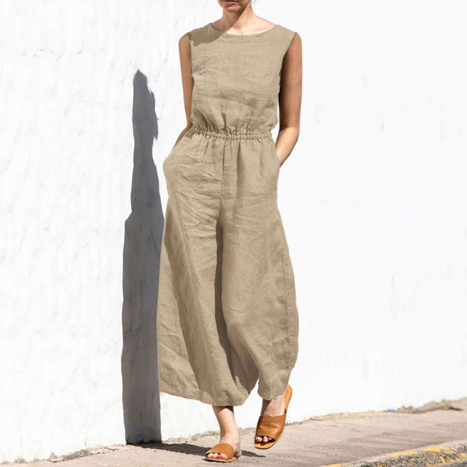 On This Week Sale OFF 50%🔥2023 Casual Crew Neck Wide Leg Summer Solid Jumpsuit