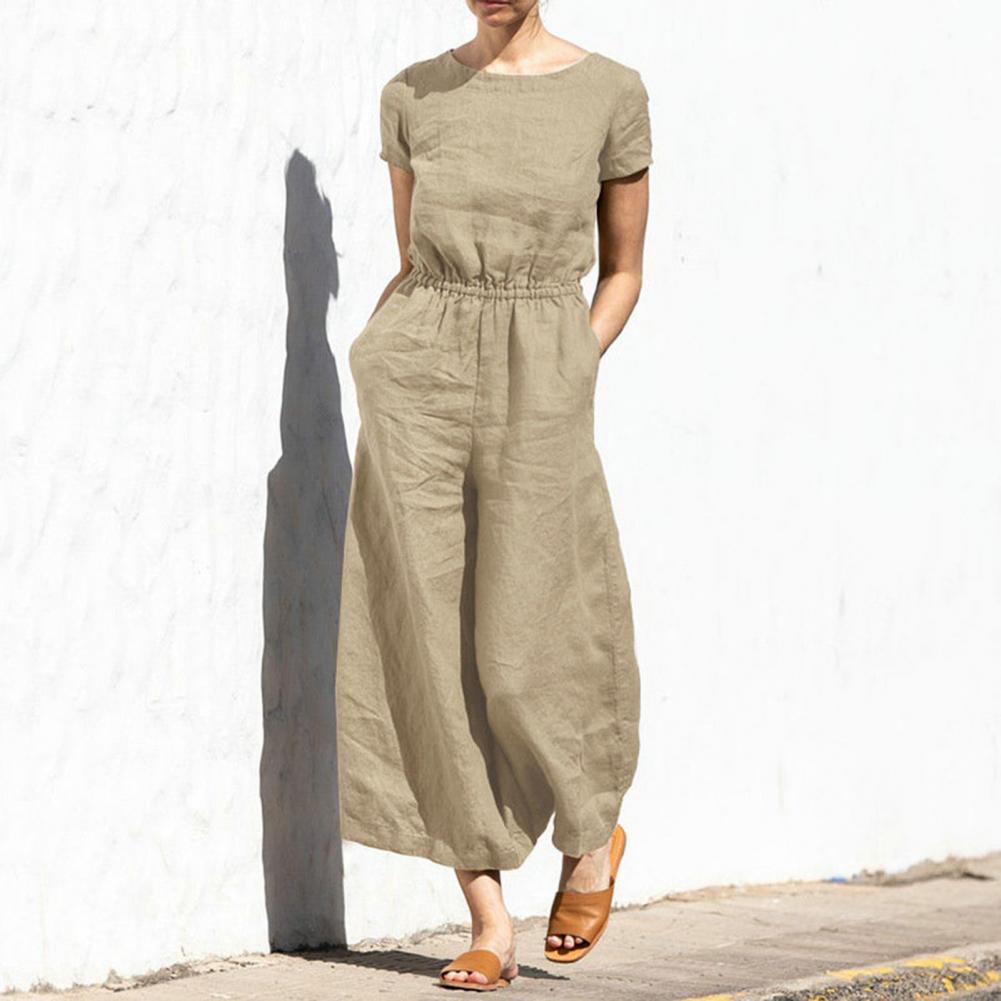 On This Week Sale OFF 50%🔥2023 Casual Crew Neck Wide Leg Summer Solid Jumpsuit