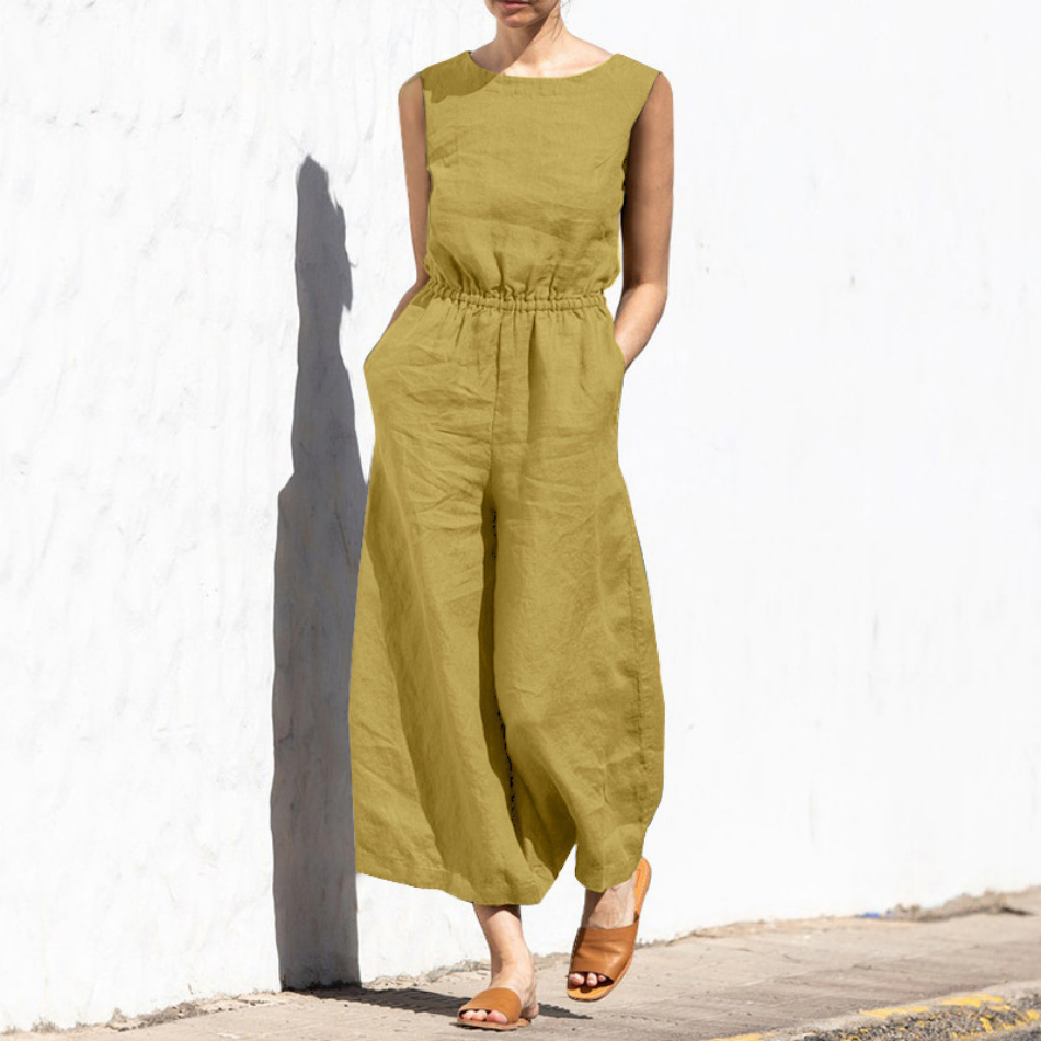 On This Week Sale OFF 50%🔥2023 Casual Crew Neck Wide Leg Summer Solid Jumpsuit