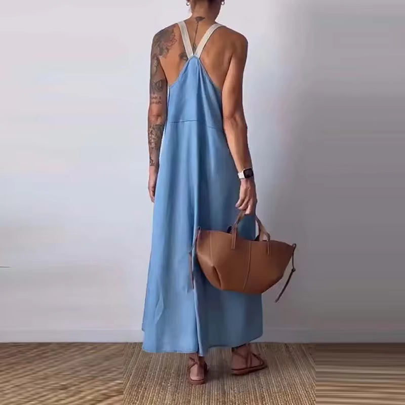 Women's Simple Cotton Linen Sling Dress🔥