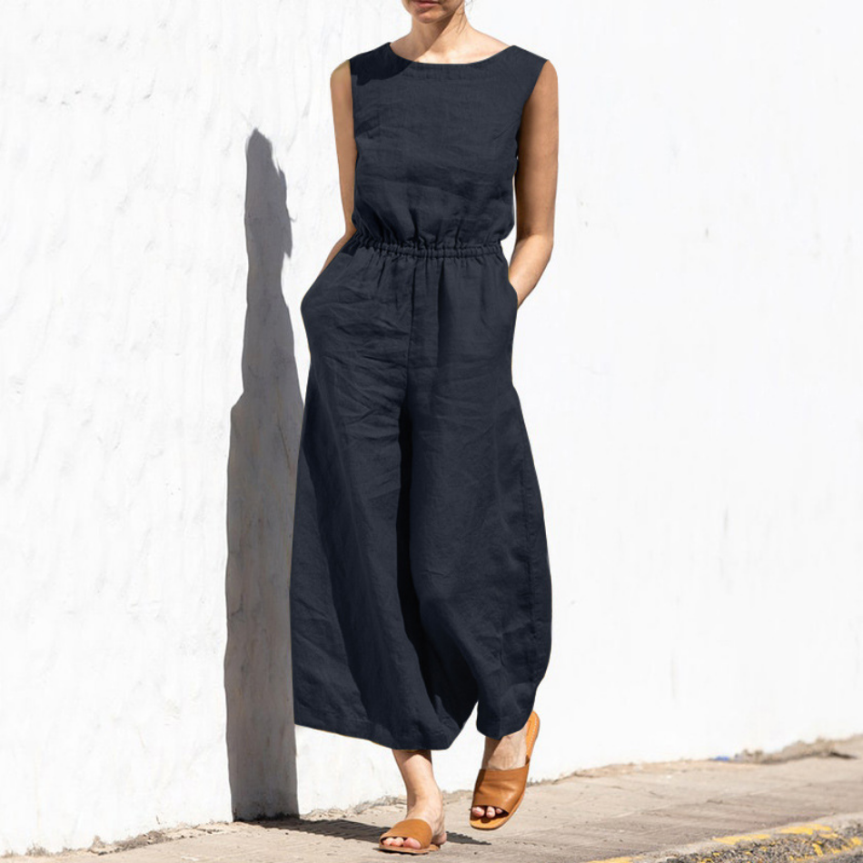 On This Week Sale OFF 50%🔥2023 Casual Crew Neck Wide Leg Summer Solid Jumpsuit