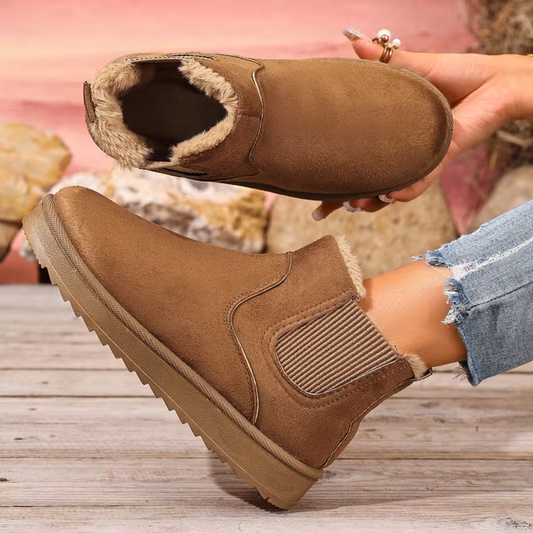 Women’s Plush-Lined Ankle Boots – Lightweight Slip-On, Wide-Friendly Comfort