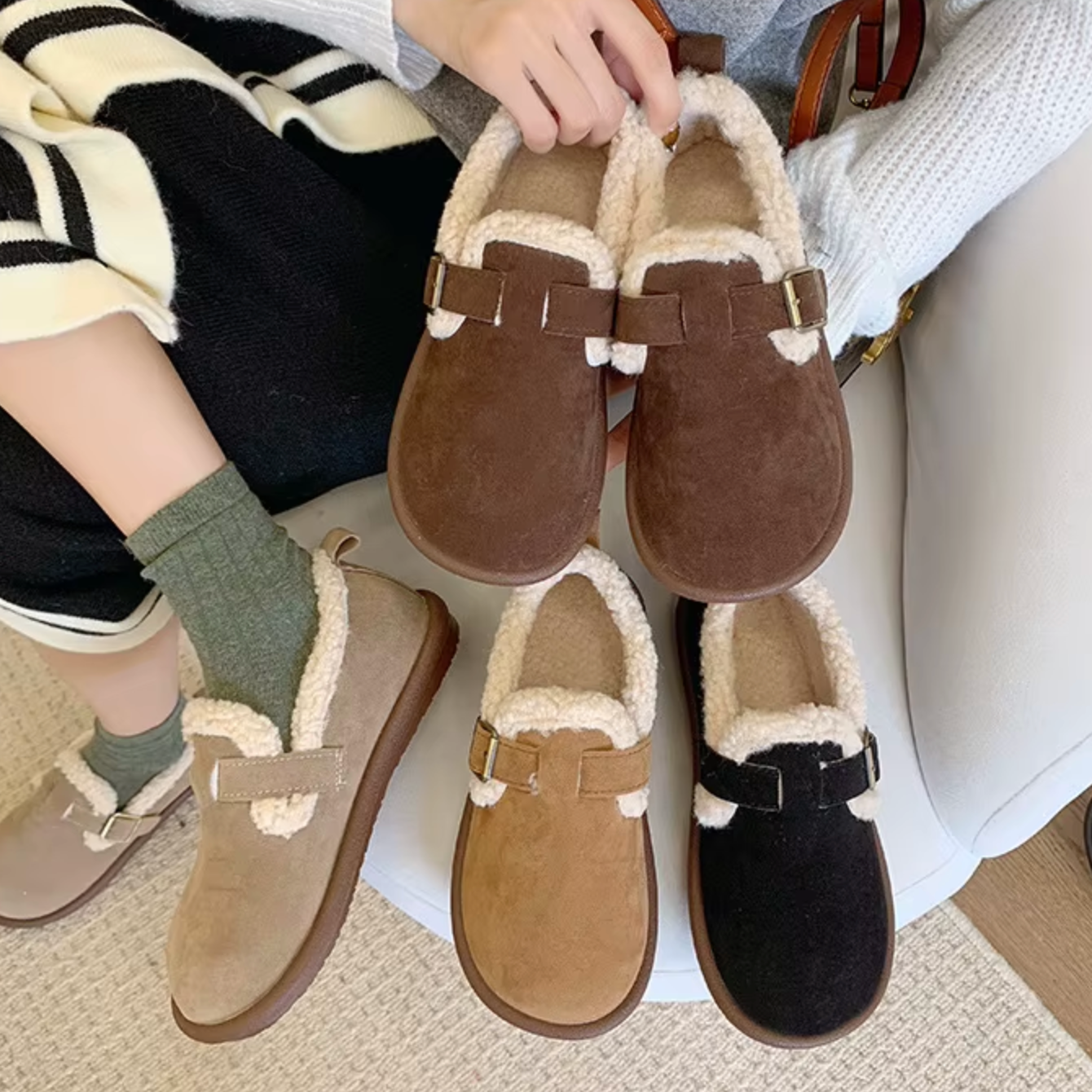 CozyStep™ Plush Round Toe Slip-on Shoes – Warmth & Orthopedic Comfort