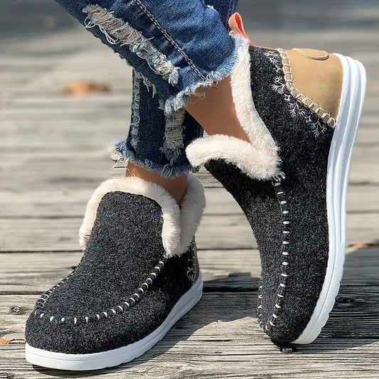 Cozy Winter Shoes - Plush Lined, Thermal Insulated, Slip-On, Comfortable for Cold Weather