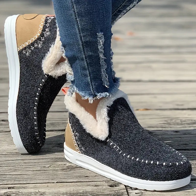 Cozy Winter Shoes - Plush Lined, Thermal Insulated, Slip-On, Comfortable for Cold Weather