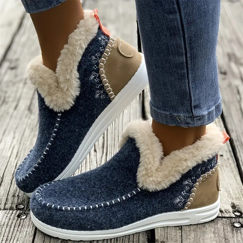 Cozy Winter Shoes - Plush Lined, Thermal Insulated, Slip-On, Comfortable for Cold Weather