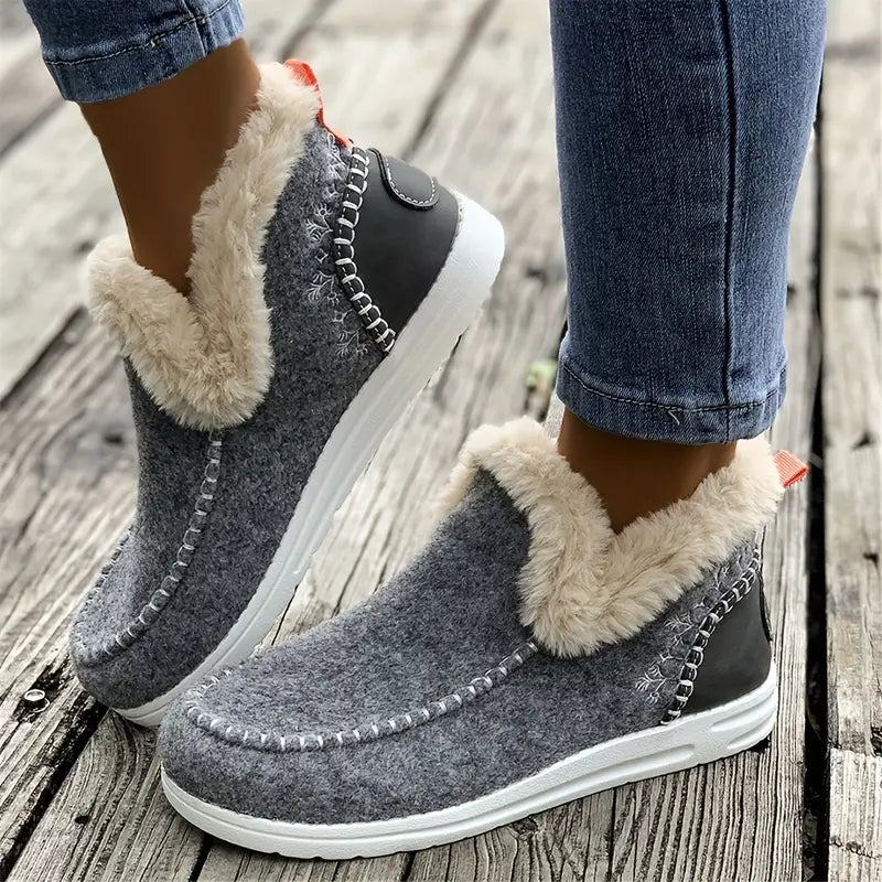 Cozy Winter Shoes - Plush Lined, Thermal Insulated, Slip-On, Comfortable for Cold Weather