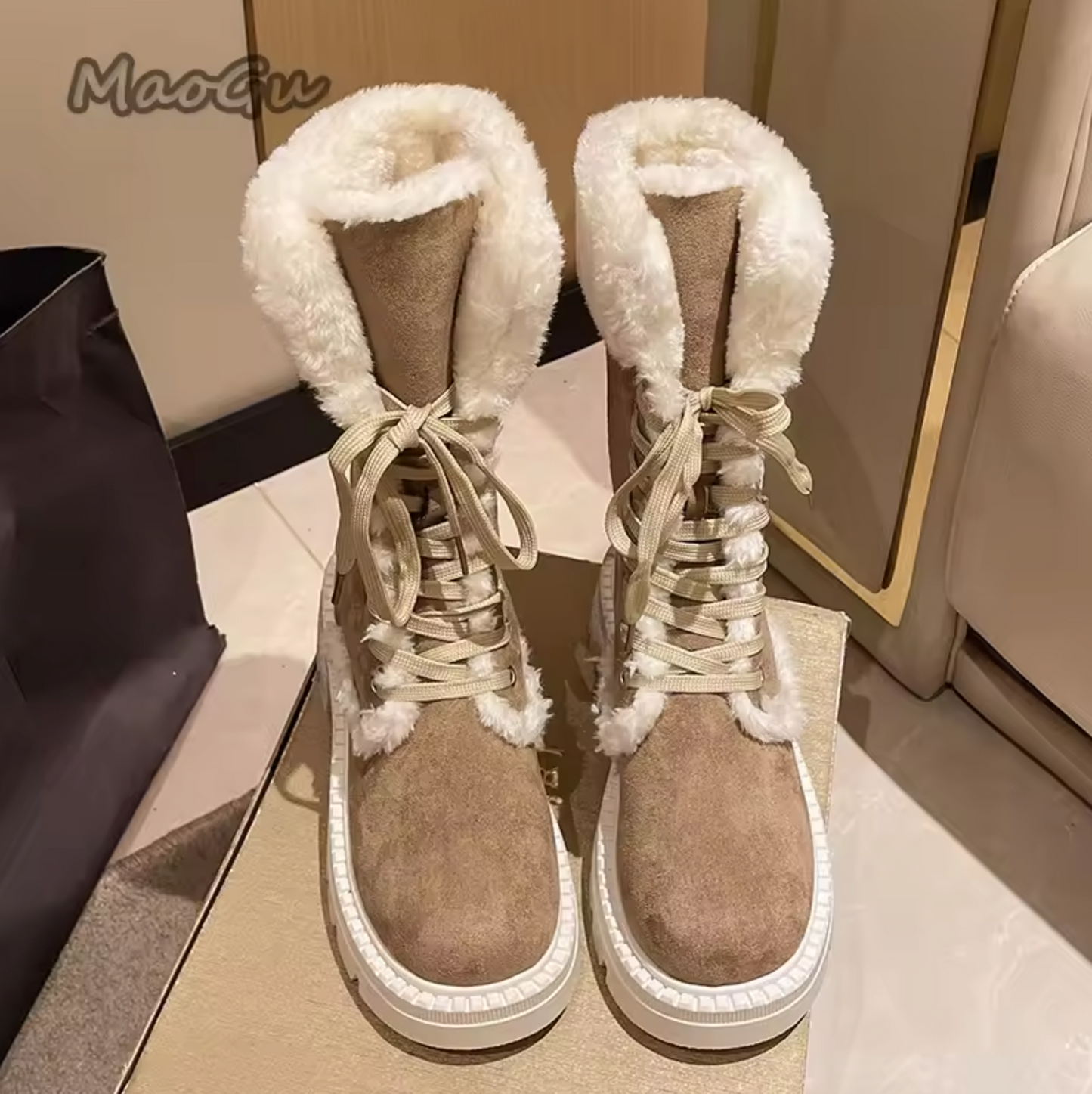 SafeStep™ Women’s Non-Slip Mid-Calf Cotton Boots – Warm, Supportive, Everyday Wear