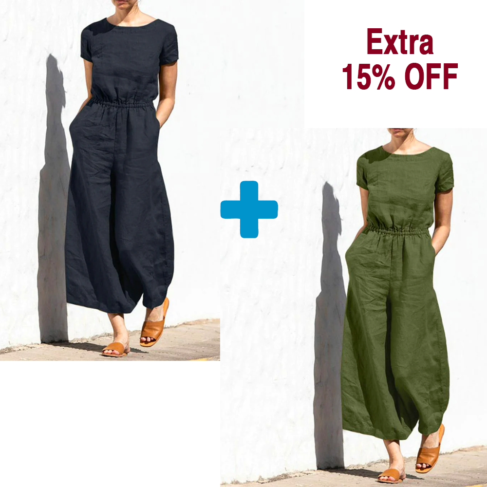 On This Week Sale OFF 50%🔥2023 Casual Crew Neck Wide Leg Summer Solid Jumpsuit