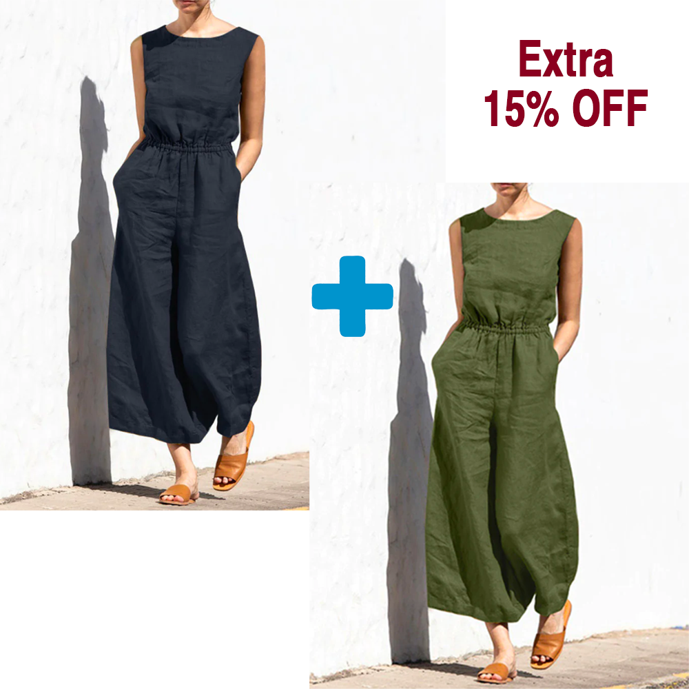 On This Week Sale OFF 50%🔥2023 Casual Crew Neck Wide Leg Summer Solid Jumpsuit