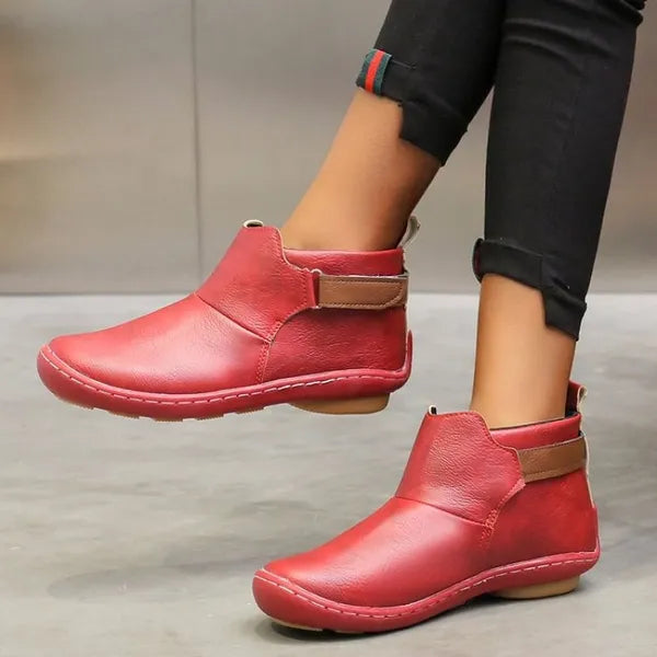 Comfortable Vintage Velcro Flat Ankle Boots for Women