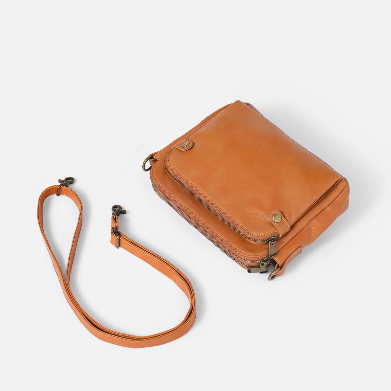 Three-Layer Leather Crossbody Shoulder & Clutch Bag