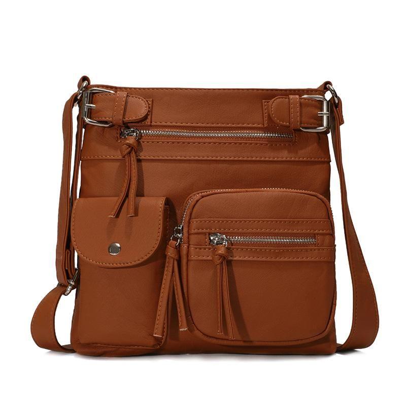 IVY™ Premium Soft Leather Crossbody Bag, Multi-Pocket Shoulder Bag