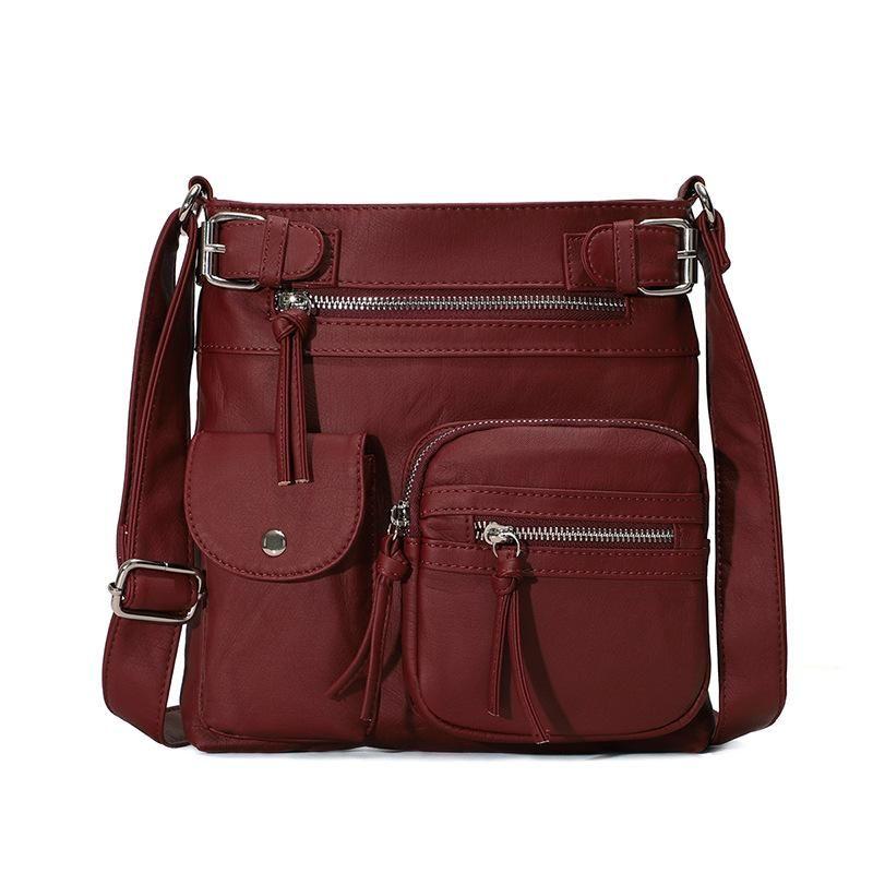 IVY™ Premium Soft Leather Crossbody Bag, Multi-Pocket Shoulder Bag