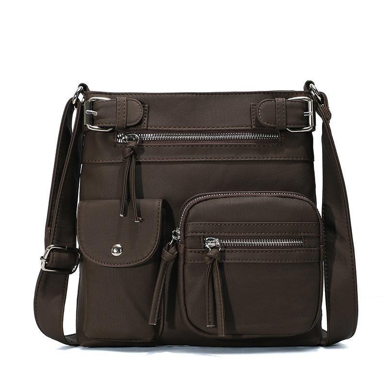 IVY™ Premium Soft Leather Crossbody Bag, Multi-Pocket Shoulder Bag