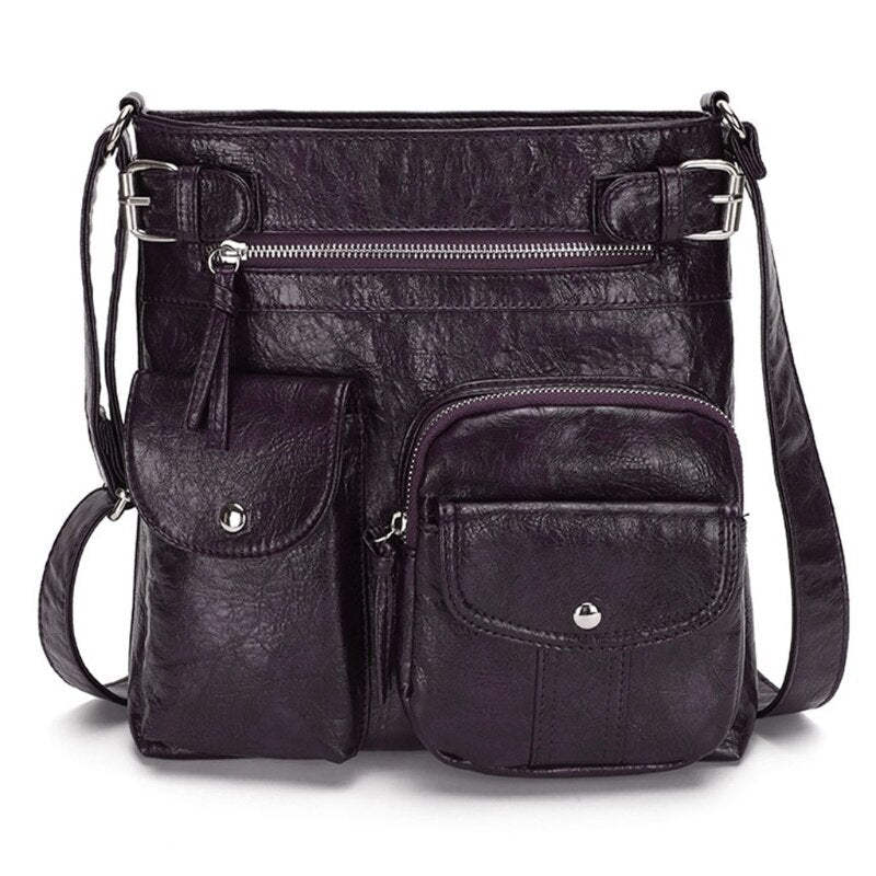 IVY™ Premium Soft Leather Crossbody Bag, Multi-Pocket Shoulder Bag