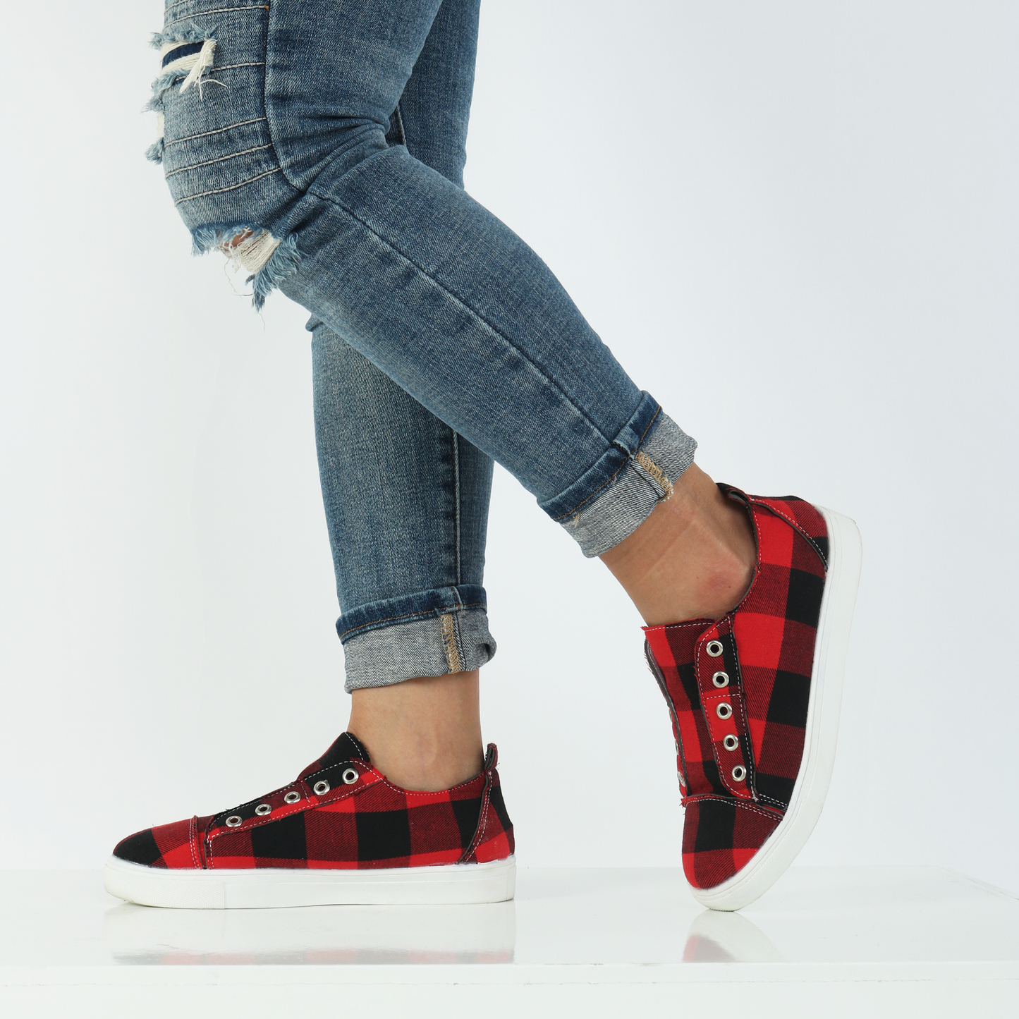 Plaid Slip-On Round Toe Flat Sneakers [2020 New Arrival]