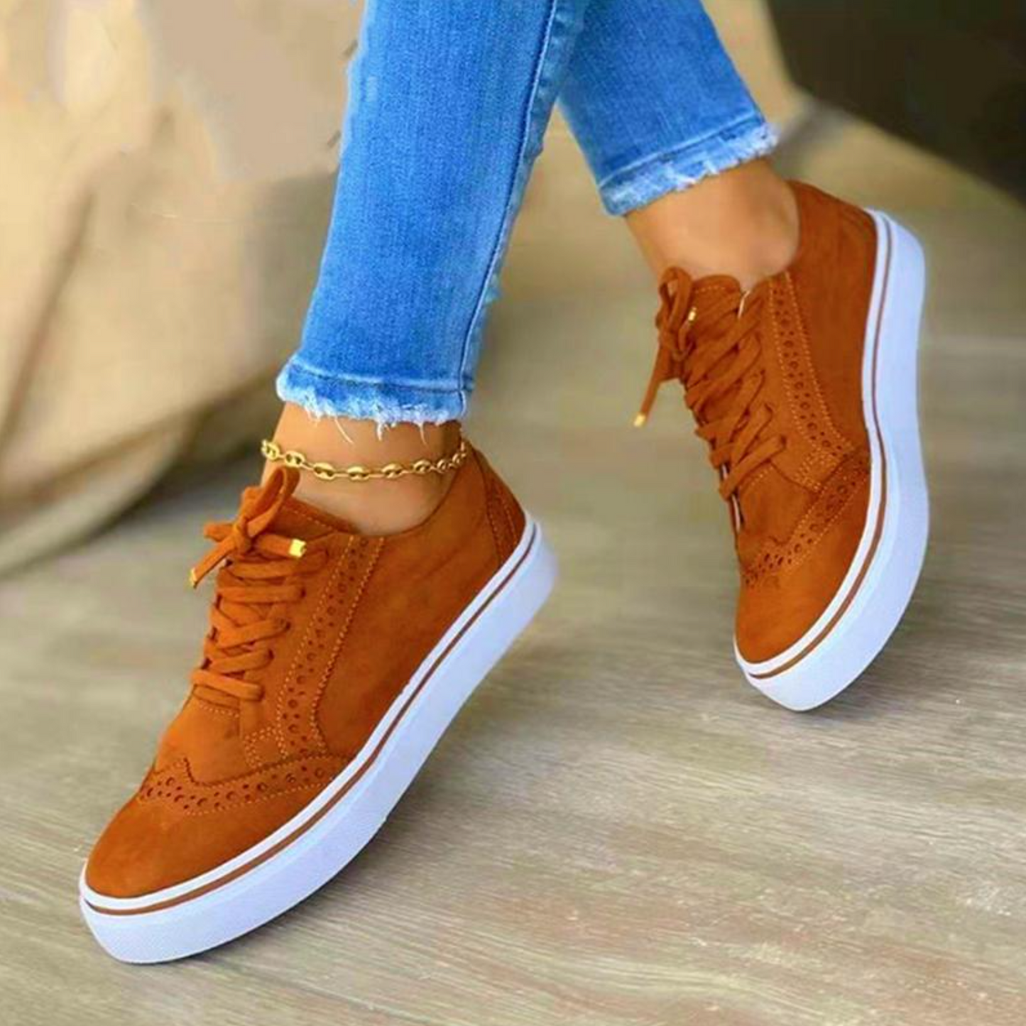 2022 Hollow-Out Round Toe Women Casual Sneakers