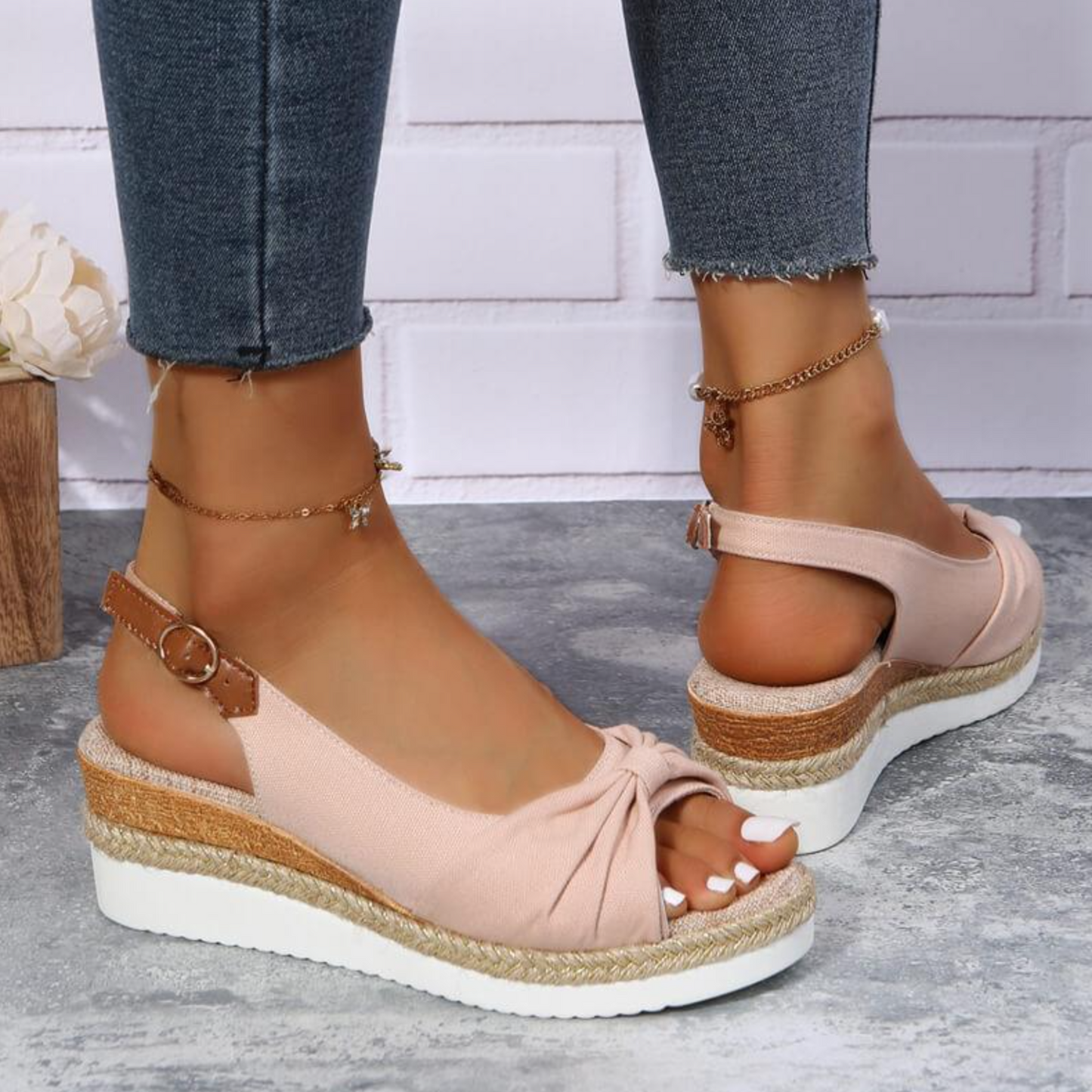 2022 Women's Buckle Peep Toe Wedges Sandals, Comfortable Lightweight Wear-resistant Shoes
