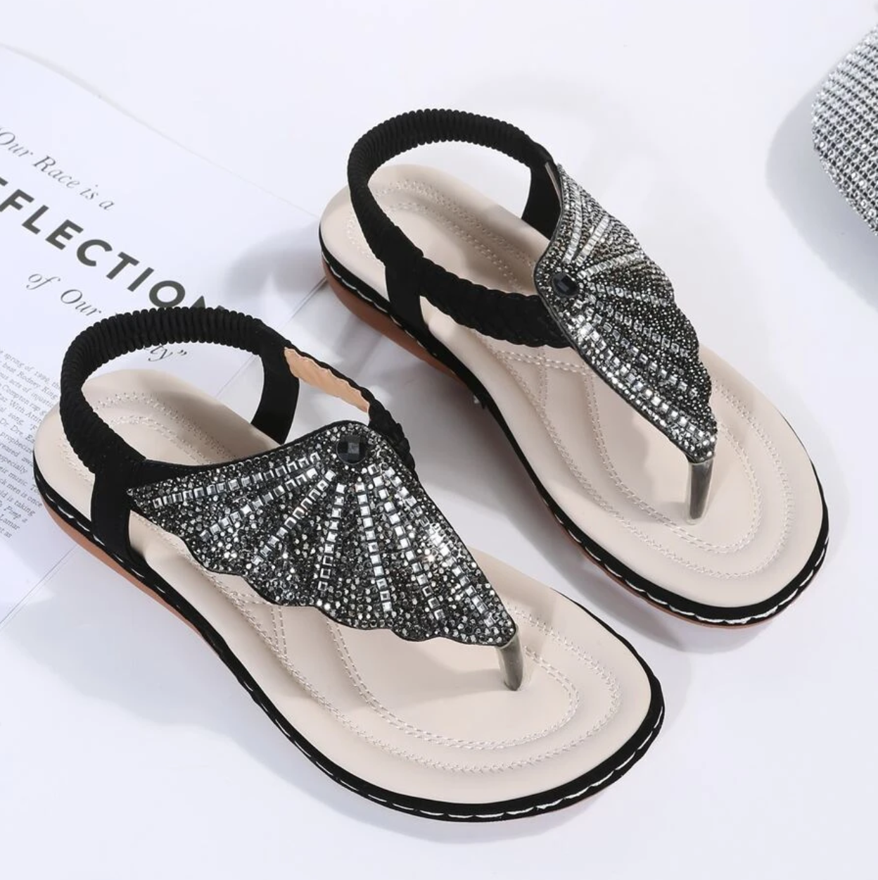 Women Casual Orthopedic Sandals, Crystal Rome Fashion Clip Toe Slippers [Limited time offer: Buy 2 Save More 15%]